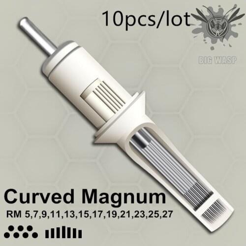 10PCS BIGWASP Round Magnum 5/7/9/11/13/15RM Disposable Semi Permanent Cartridge Needles For Makeup Tattoo Machine Pen Supply