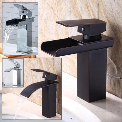 Wholesale And Retail Deck Mount Waterfall Bathroom Faucet Vanity Vessel Sinks Mixer Tap Cold And Hot Water Tap