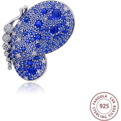 Dazzling Blue Butterfly Necklace 925 Sterling Silver Stone Pendant Necklaces for Women Jewelry Accessories collar mujer