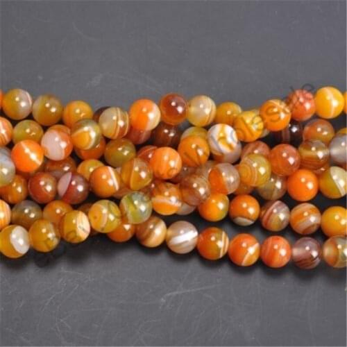 Stripe Agate Loose Beads Natural Gemstone Smooth Round for Jewelry Making
