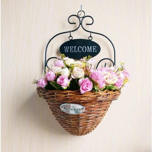Nordic garden creative Home Furnishing manual Liubian wall flower pot storage basket handicraft iron basket