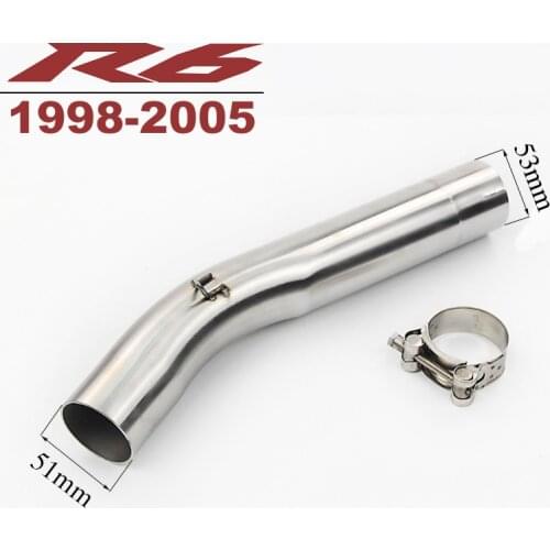 Slip-On Motorcycle Exhaust Middle Link Pipes Connnector Escape Moto Elbow for Yamaha R6 1998 1999 2000 2001 2002 2003 2004 2005