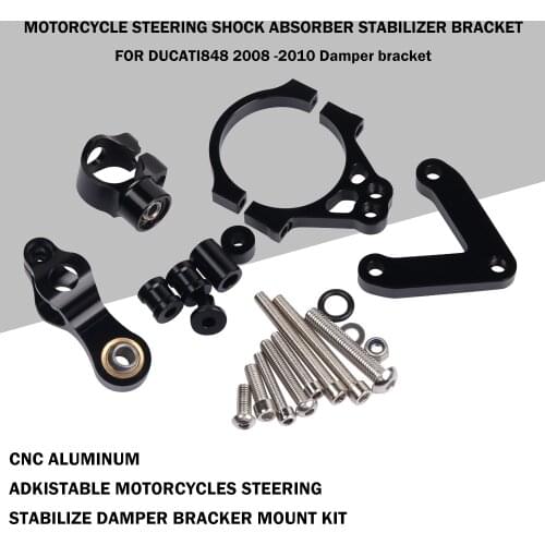 For Ducati 848 2008-2010 CNC Anodized Steering Damper Stabilizer Motorcycle Steering Stabilize Damper Bracket Mount