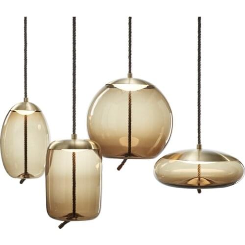 Restaurant led chandeliers Nordic art glass hanging lamp minimalist cafe study bedside table suspension luminaire 110v-220v