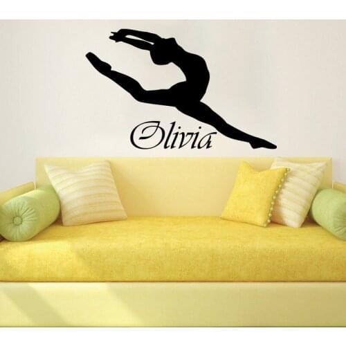 Ballerina Dance Wall Stickers Living Room DIY Home Decor Wall Decals Custom Personality Name Vinyl Murals Size 58x92cm