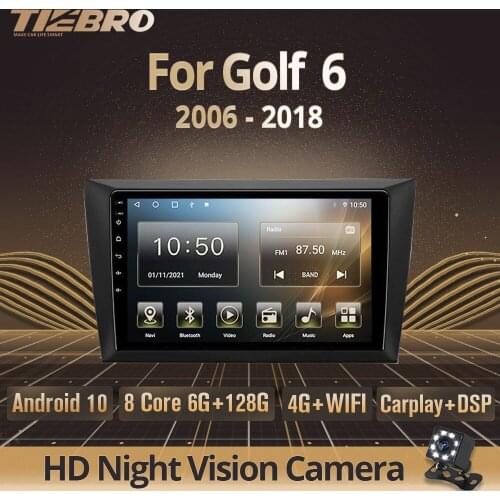 Tiebro 2DIN Android10.0 Stereo Receiver Android Auto Player Car Radio For Volkswagen Golf 6 2006-2018 GPS Navigation Carplay DSP