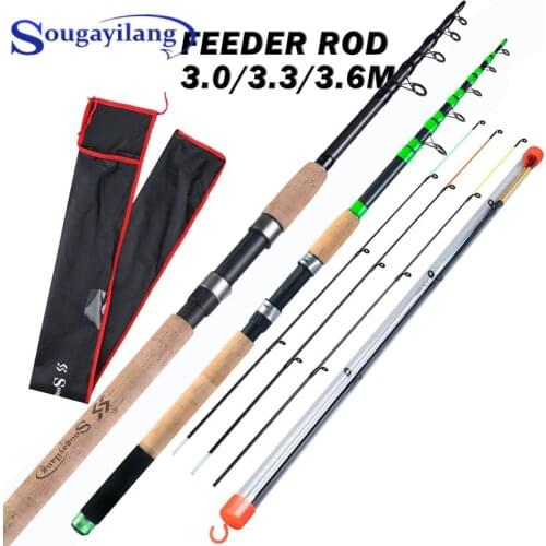 Sougayilang Feeder Fishing Rod Telescopic Spinning Travel Rod 3.0m 3.3m 3.6m Carbon Fiber Fishing Pole Carp Fishing Tackle Pesca