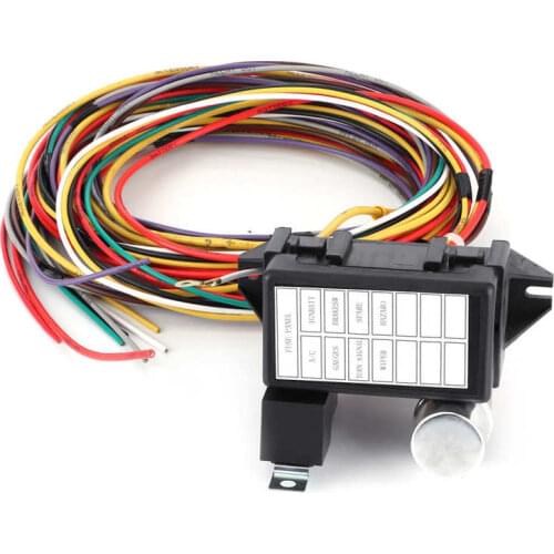 Universal Fuse Wire Harness Kit 8 Circuit Wiring Supplies Fit for Muscle Car Hot Rod Street Rat Wiring Harnesses New Arrivals
