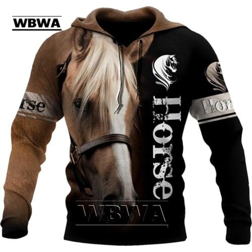 WBWADrop shipping Autumn Hoodies Beautiful Horse 3D Printed Mens Sweatshirt Unisex Streetwear Pullover Casual Jacket WD0128