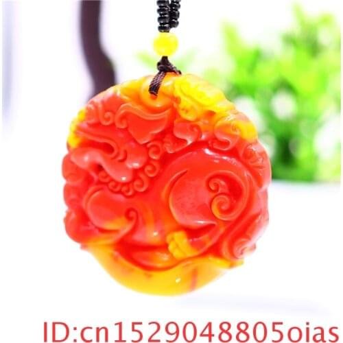 Green Jade Dragon Pendant Necklace Gifts Carved Amulet Chinese Jewelry Men for Charm Women Jadeite Fashion Natural