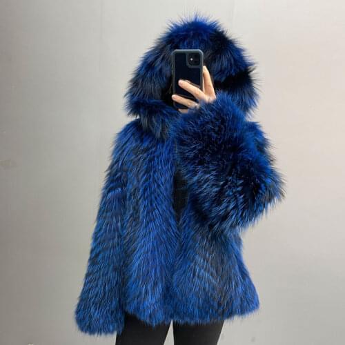 Real Fox Ffur Jacket Winter Woman Fur Coat Hooded Short Real Fox Fur Coat Keep Warm In Winter European And American Fashion