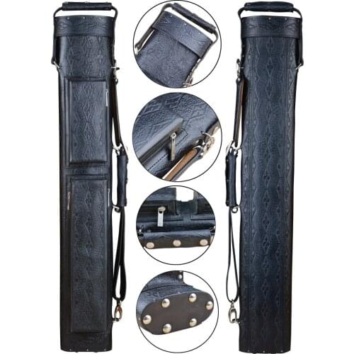 JF6-C03 Billiard Case 6 Holes 2B4S Genuine Leather Case Top and Side Handle 90*17.5cm Oval Embroidery Bag Billiard Accessories