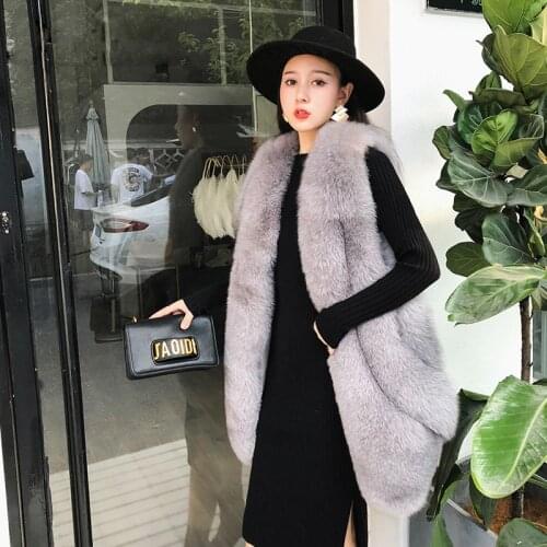 Rf0203bb New Design Fox Gilet Womens Real Fox Fur Long Style Natural Fur Waistcoat