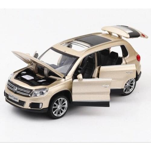 1:32 tiguan toy SUV Alloy Pull Back Toy Car Model Musical Flashing Six Open The Doors Diecast Metal For Kids Toys