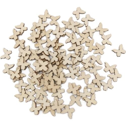 100pcs 20mm Butterfly Pattern Wooden Scrapbooking Collection Craft for Handmade Accessory Sewing Home Decoration