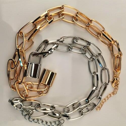 12Pcs/lot Fashion Lock Pendant Necklace for Women Silver and Gold Colors Wholesale