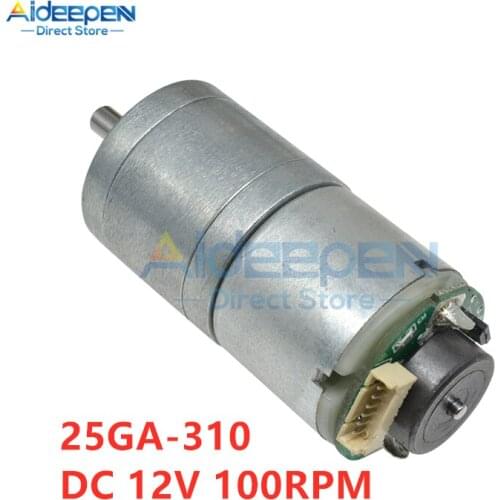 25GA-310 DC 12V 30 60 100RPM Encoder DC Gear Motor Micro Metal Motor High Torque Reversible Motor For Smart Car Toys RC Robot