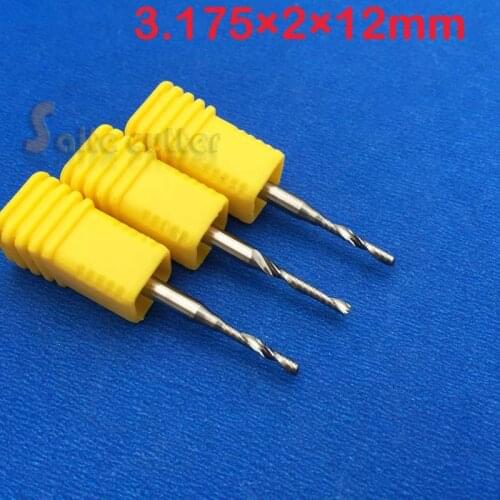 3pcs AAA 3.175x2x12mm CNC Carbide Single Flute Spiral Router Bit Sharp Edge