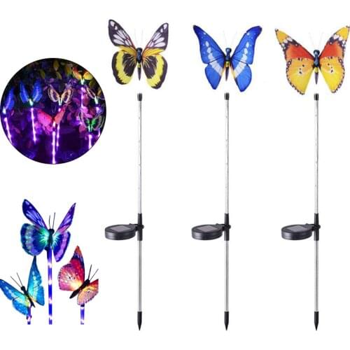 3pcs/set Solar Light 6 LED Colorful Butterfly Light Waterproof Outdoor Solar Power Lamp Christmas Party For Garden Decoration