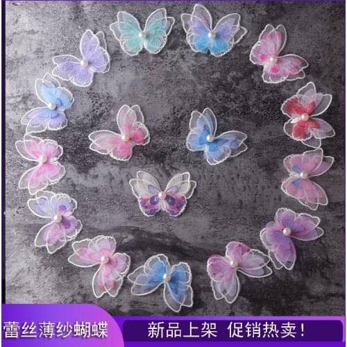 50pcs/Lot Lace Tulle Pearl Butterfly Lace Mesh Embroidered Lace Collar Organza Clothing Accessories Wedding Dresss Lssue Card