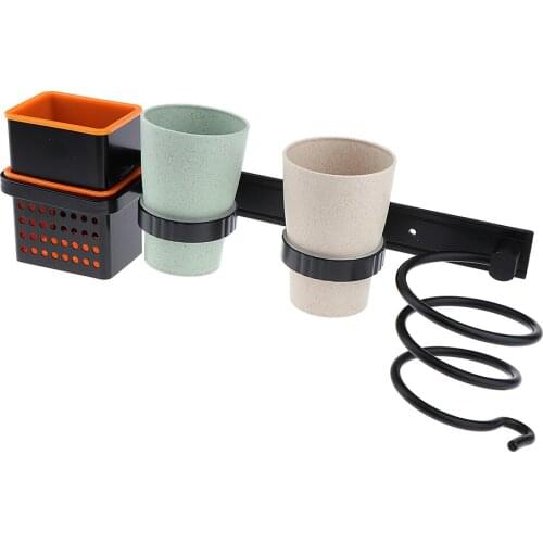 Hair Dryer Straightener Comb Brush Organizer Holder Hanger Set Wall Mounted