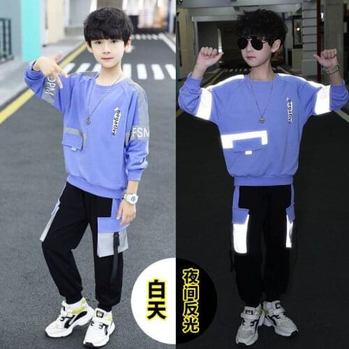 Children Clothes Patchwork Clothes For Boys Reflected Outerwear +Pants Boys Clothes Set Spring Autumn Kids Tracksuit 3-14Y