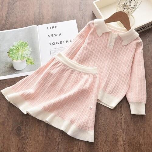 Baby Girls Knitted Sweater Clothes Sets Fashion Children Winter Soft Cotton Tops and Skirt Outfits 2Pcs Kids Cute Clothing 2-6Y