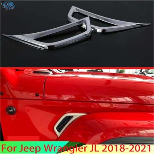 For Jeep Wrangler JL 2018 2019 ABS Chrome Accessories Outside Body Foliage Leaf Fender Air Inlet Molding Cover Kit Trim