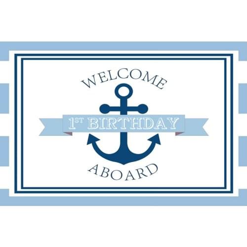 Welcome to Birthday Backdrop Baby Blue Photography Background Holiday Celebration Photo Booth Studio Decor