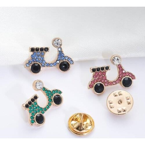DoreenBeads Fashion Pin Brooches Motorcycle Flower Gold Multicolor Rhinestone Delicate Party Daily Jewelry Charms, 1 PC
