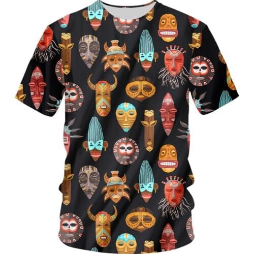 IFPD EU Size Summer Women/mens 3D Print Totem Mask T Shirt Unisex Short Sleeve Gothic Round Neck Casual T-shirt Cartoon Tshirts