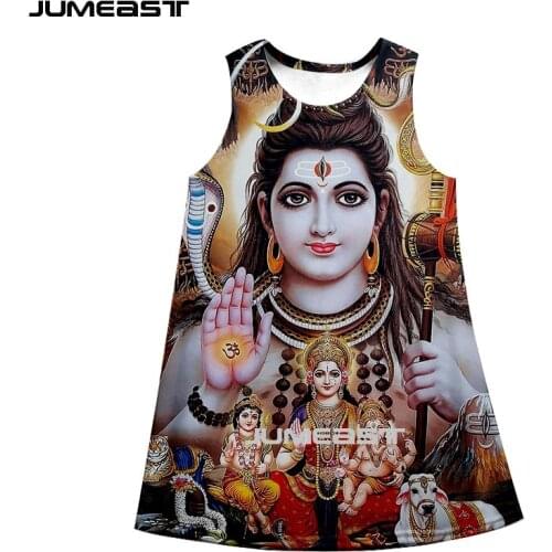 Jumeast Brand Women 3D Printed Dresses Lord Shiva Summer Fashion Sleeveless Dress Suspender Nightdress