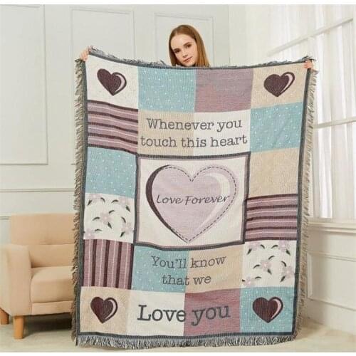 Love Pattern Blanket Love You Letter Sofa Throw Quality Knitted Blanket for Bed Thick Carpet Towel Embroidered Flower Bed Cover