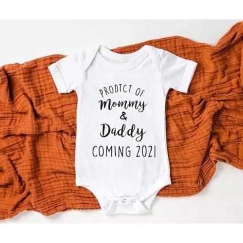 Funny Product of Mammy and Daddy Coming 2021 Letters Unisex Newborn Baby Boys Girls Romper Bodysuit Jumpsuit Sunsuit Outfit