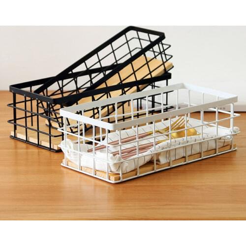 Wrought Iron Storage Basket Tableware Sundries Organizer Desktop Cosmetics Finishing Storage Basket Home Decoration Mx9071729