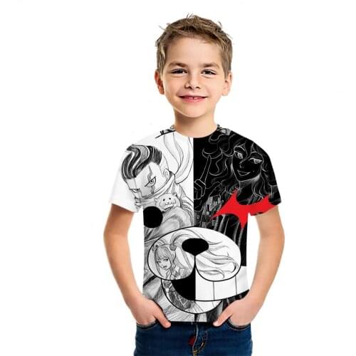 Monokuma Youth Popular Childrens 3D Printing Short Sleeve Fashion Simple Versatile Top Personalized Harajuku Loose T-Shirt
