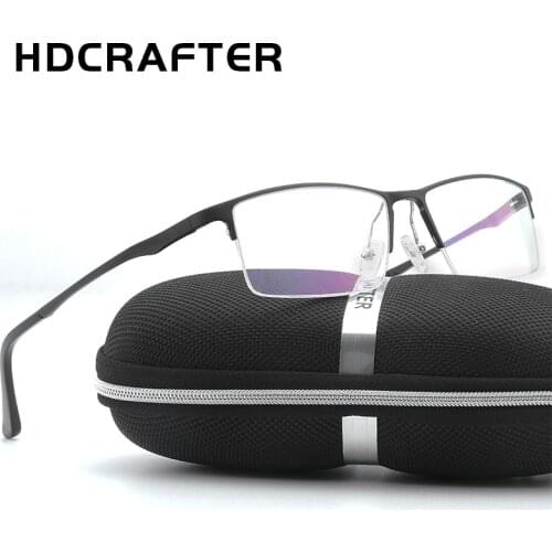 HDCRAFTER Mens Aluminum Metal Glasses Frame Prescription Myopia Optical Eyeglasses Frames Men Reading Glasses Oculos de grau