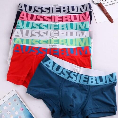 Aussiebum mens panties pure cotton elastic breathable mid-waist four-corner fashionable panties mens flat-horned pants