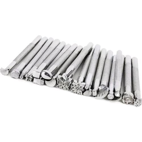 Punching Set Leather Working Saddle Staming 20Pcs/set Multi Shapes DIY Alloy Portable Printed Printing Tools
