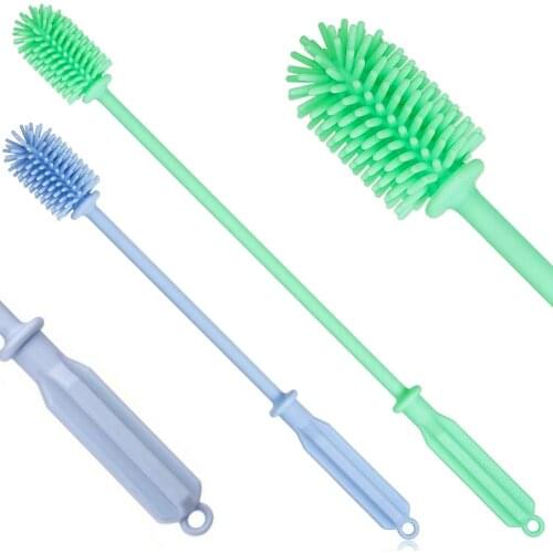 Set of 2 Silicone Bottle Brush Bottle Cleaner for Sports Bottle Vase and Glassware Water Bottle Cleaning Brush with Long Handle