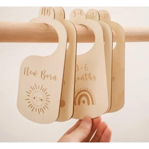 2 Sets Baby Nursery Closet Dividers Wooden Rainbow Clothes Organizers Wardrobe Commemoration of Growth For Newborn Supplies