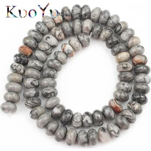 Natural Stone Map Jaspers Beads Rondelle Loose Spacer Beads For Jewelry Making 4/6/8mm 15"Strand DIY Ear Bracelet Accessories