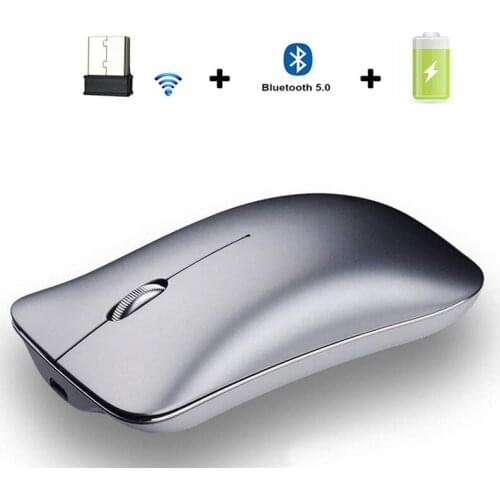 New metal Bluetooth 5.0 USB wireless mouse aluminum alloy rechargeable mouse Bluetooth 5.0+ 3.0+2.4G wireless mouse mute