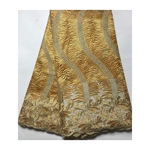 Latest French Nigerian Laces Fabrics High Quality Tulle African Laces Fabric Wedding African French Tulle Lace ELM008 GOLD