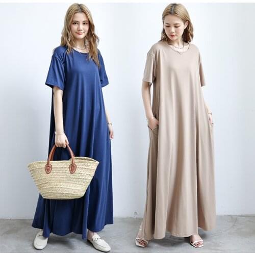 Women Elegant Pockets Dress Summer Sundress Casual Short Sleeve Solid Party Vestido Vintage Kaftan Dresses Femme Robe