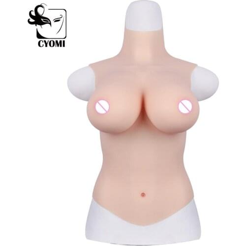CYOMI E CUP Realistic Silicone Half Bodysuit High Collar Neck Fake Boobs Chest Breast Forms for Female Crossdresser Drag Queen