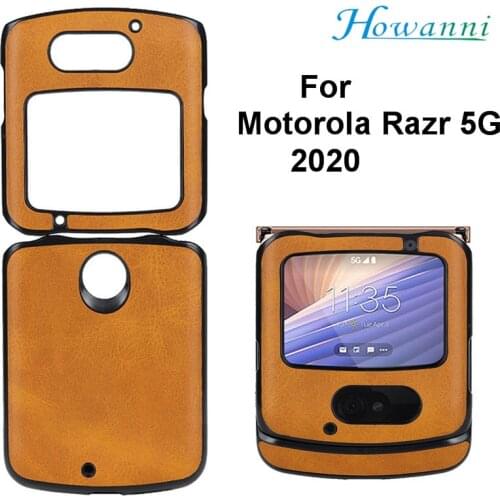 Luxury PU Leather For Motorola Moto Razr 5G Case Business Plain PC Full Protective Fold Case For Motorola Razr 5G 2020 Cover