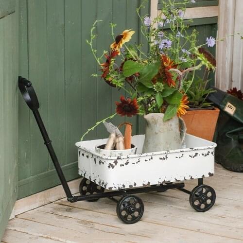 Rustic retro decorative garden metal wagon and cart