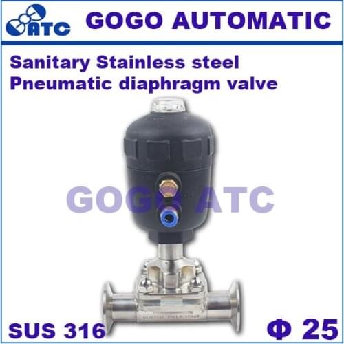 Sanitary stainless steel 316 O.D 25 mm Quick-install pneumatic diaphragm valve G681 quick opening clamp diaphragm valve EPDM