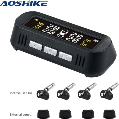 AOSHIKE Car TPMS External Or Internal Tire Pressure Monitoring System Cigarette Lighter Digital Liquid Display Tire Pressure